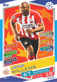 Jetro Willems PSV Eindhoven 2016/17 Topps Match Attax CL #PSV07